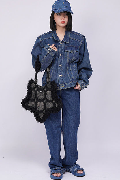 Borsa sottobraccio rétro in denim