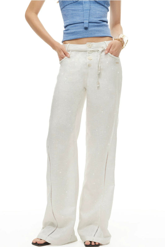 Tencel-Leinenhose mit geradem Bein