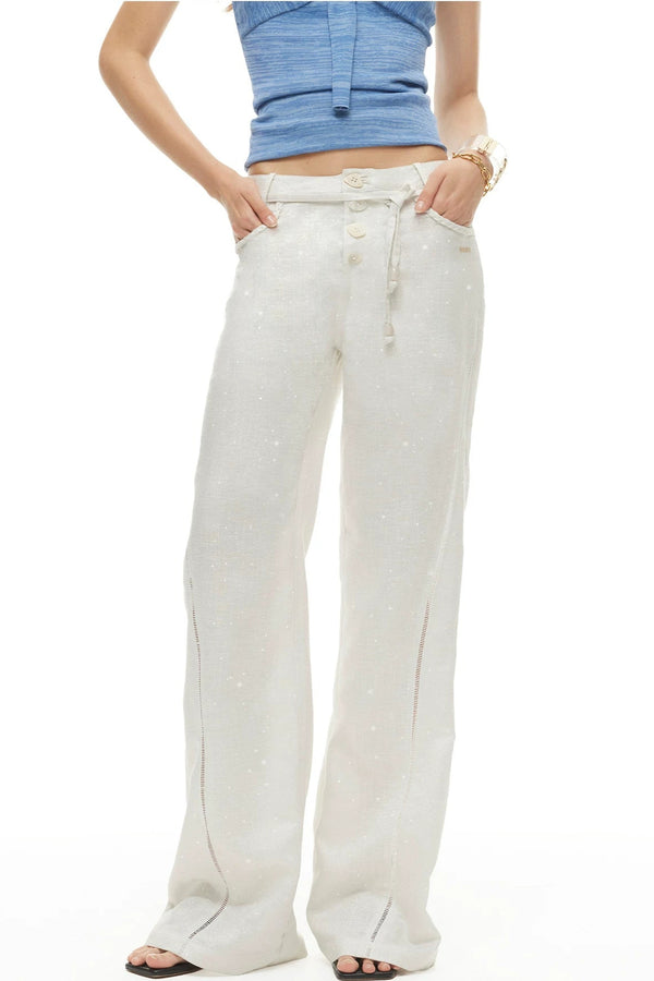 Tencel Linen Straight-Leg Pants