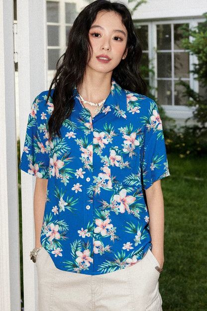 Bougainvillea Print Summer Blouse
