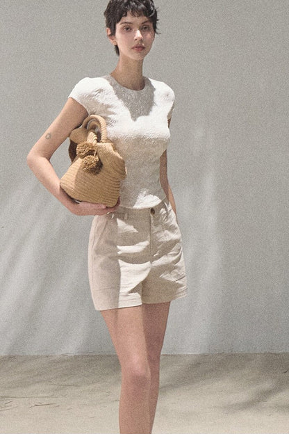 Lace Splice Short Sleeve Top