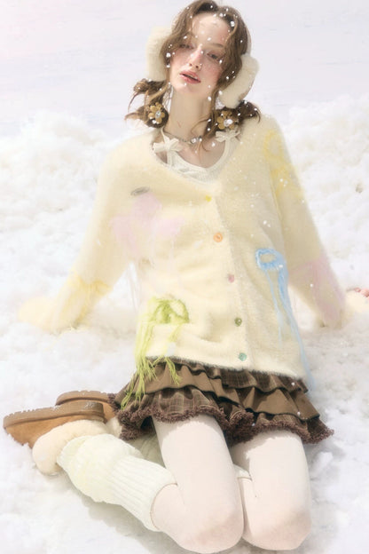 Thick Soft Knit Bow Cardigan