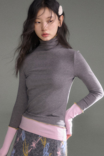 Wool Blend Color-Block Knit Top