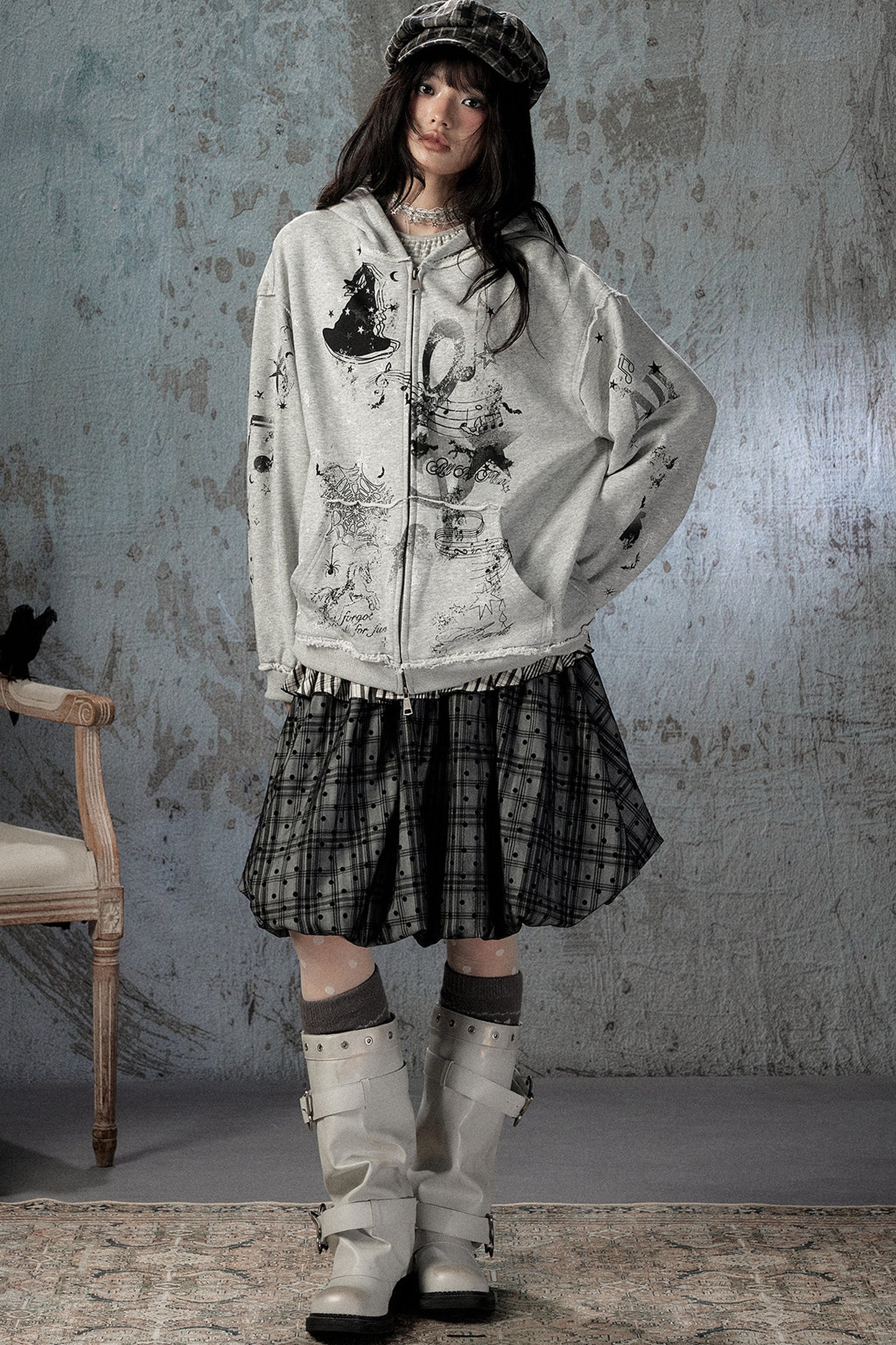 Witch Detachable Hood Zip-Up Hoodie