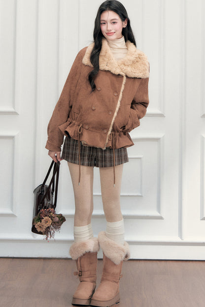Classic Retro Plaid Woolen Straight Shorts
