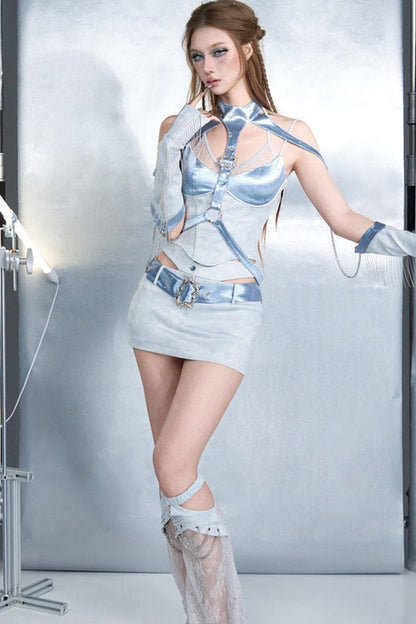 Blue Chain Strap Shoulder Accessory Set-Up