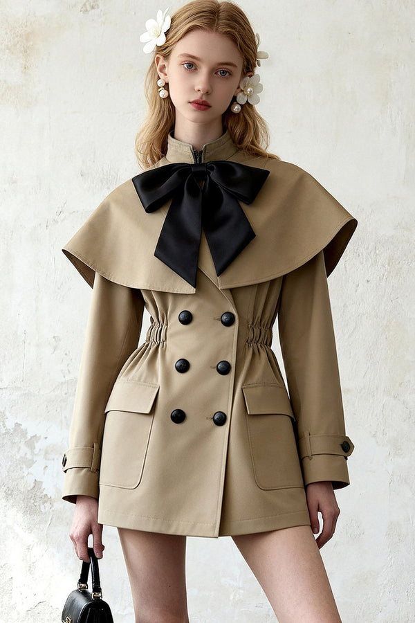 Cape Style Bow Trench Coat