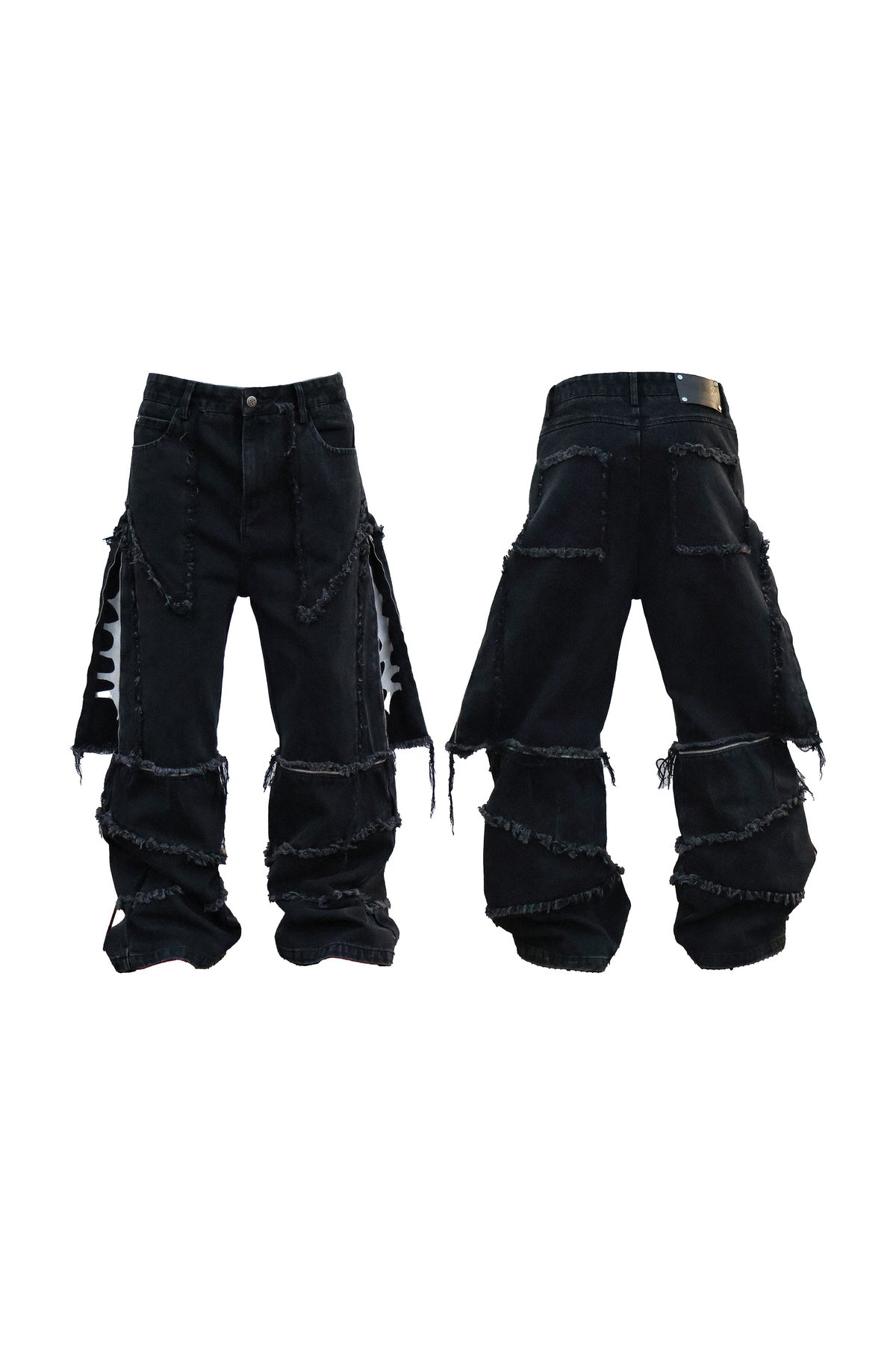 Detachable Wide-Leg Frayed Jeans