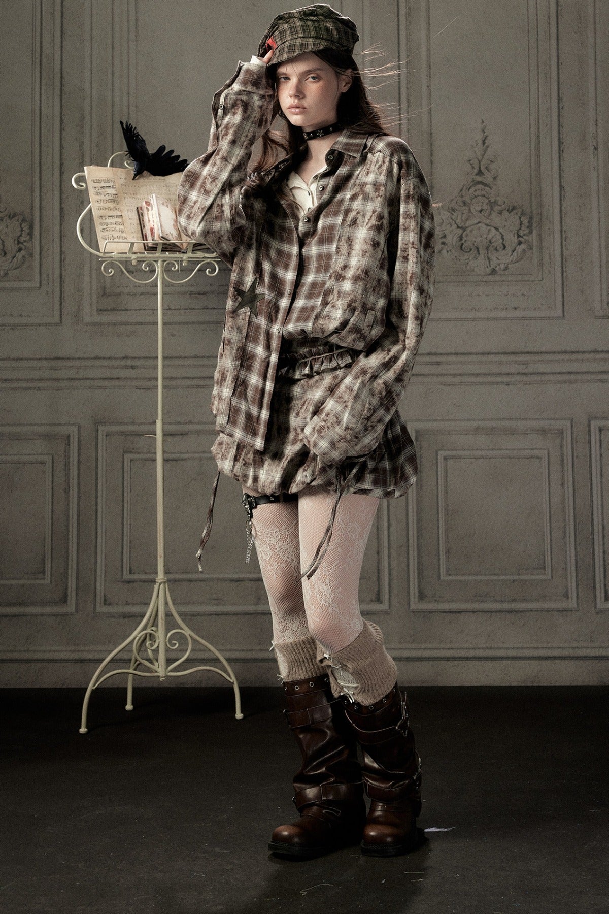 Coffee-Colored Plaid Shirt