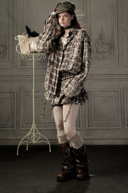 Coffee-Colored Plaid Shirt