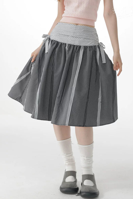 Black and White Plaid Patchwork Skirt
