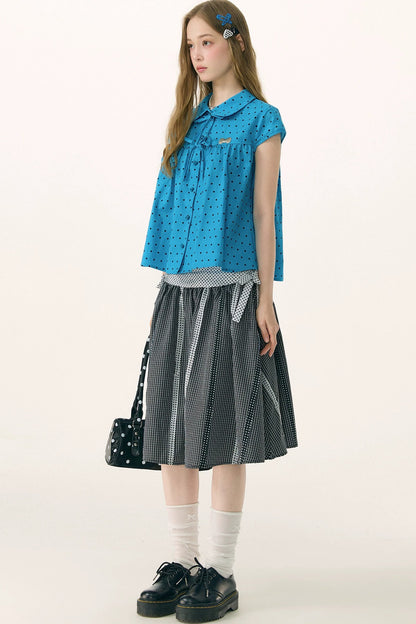 Black and White Plaid Patchwork Skirt