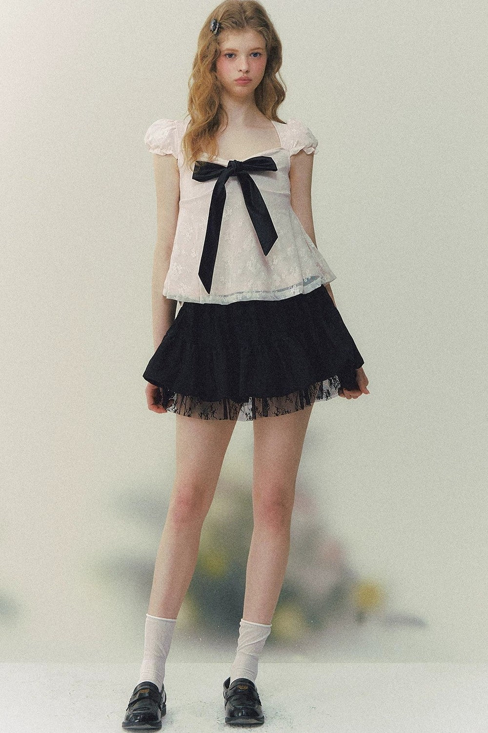 Summer Square Neck Bow Blouse