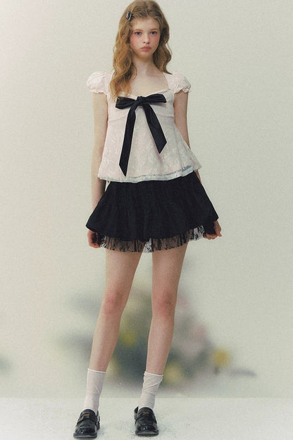 Summer Square Neck Bow Blouse