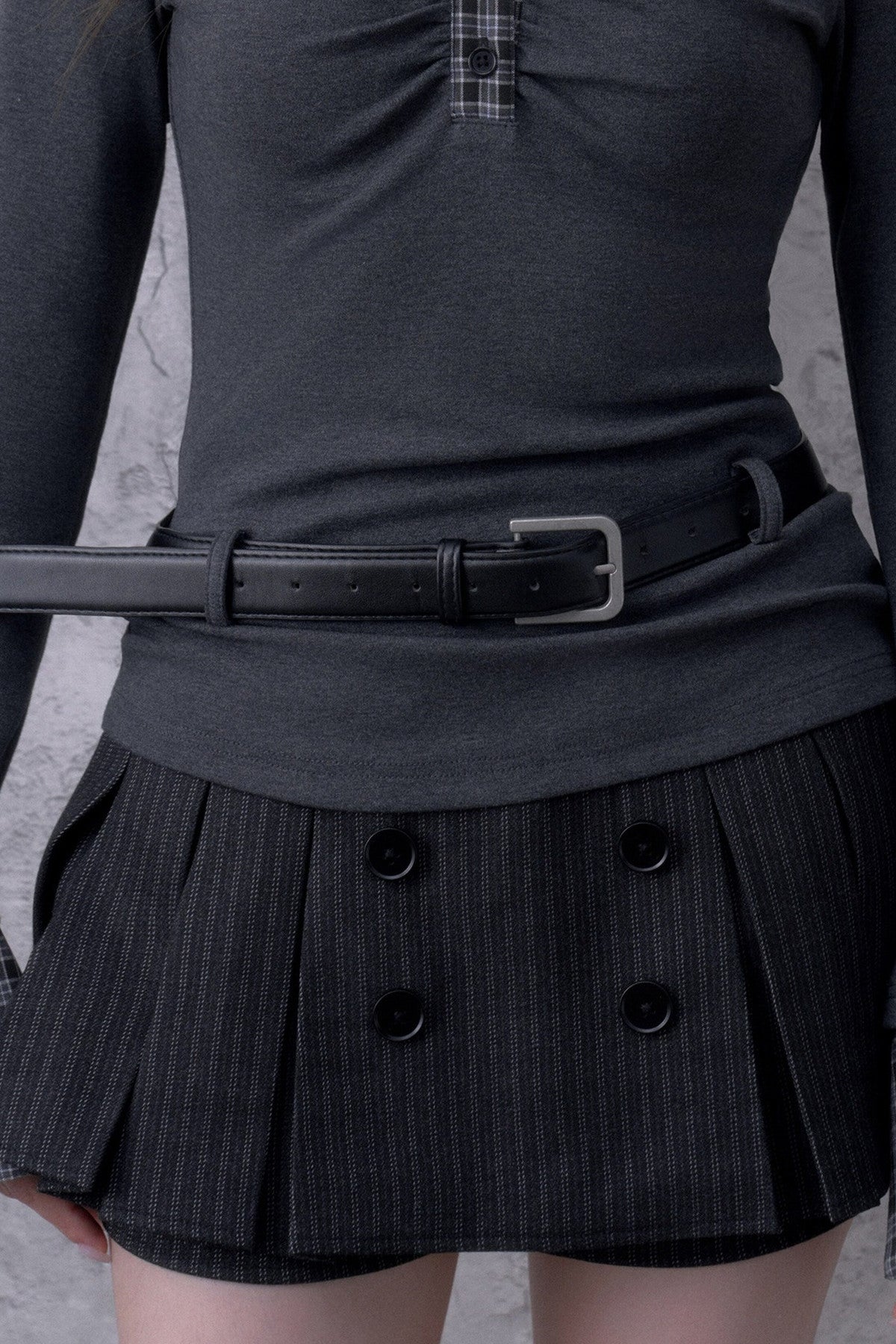 Collar Matte Silver Belt Top