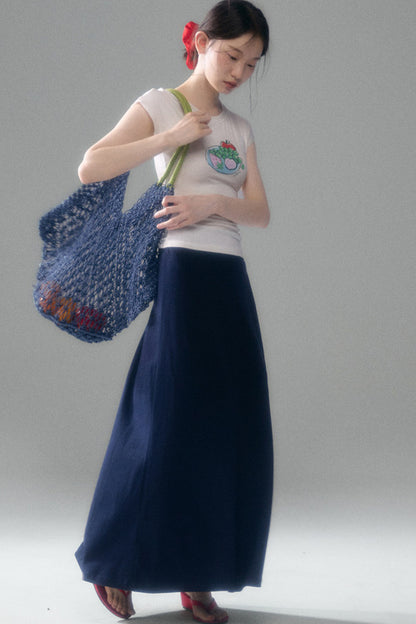 Cotton Blend A-Line Skirt
