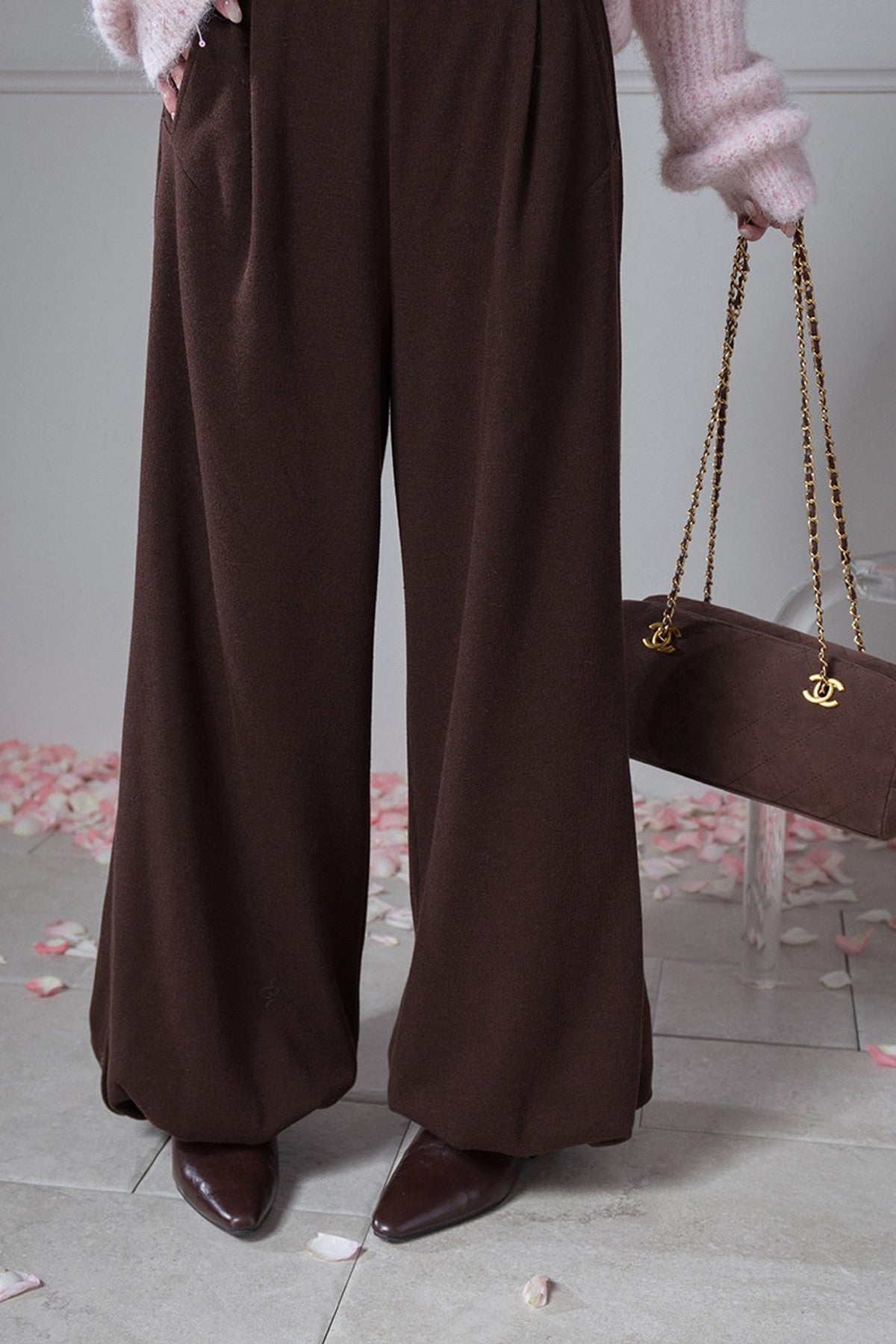 Vertical Ribbed Texture Lantern Pants
