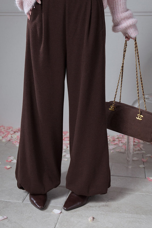 Vertical Ribbed Texture Lantern Pants