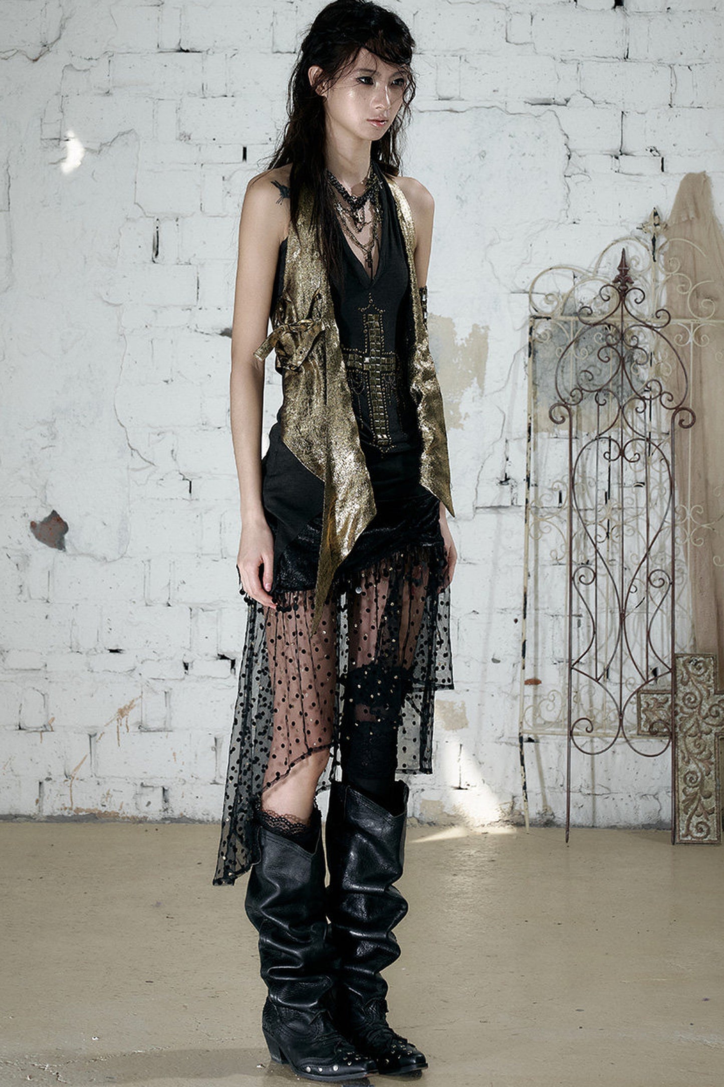 Retro Punk Knitted Halter Top