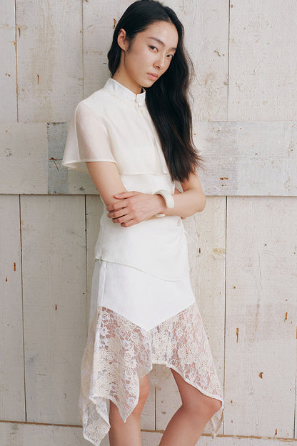 Detachable Shawl Collar Sleeveless Shirt