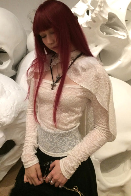 Lace Feather Bolero And Camisole Set-Up