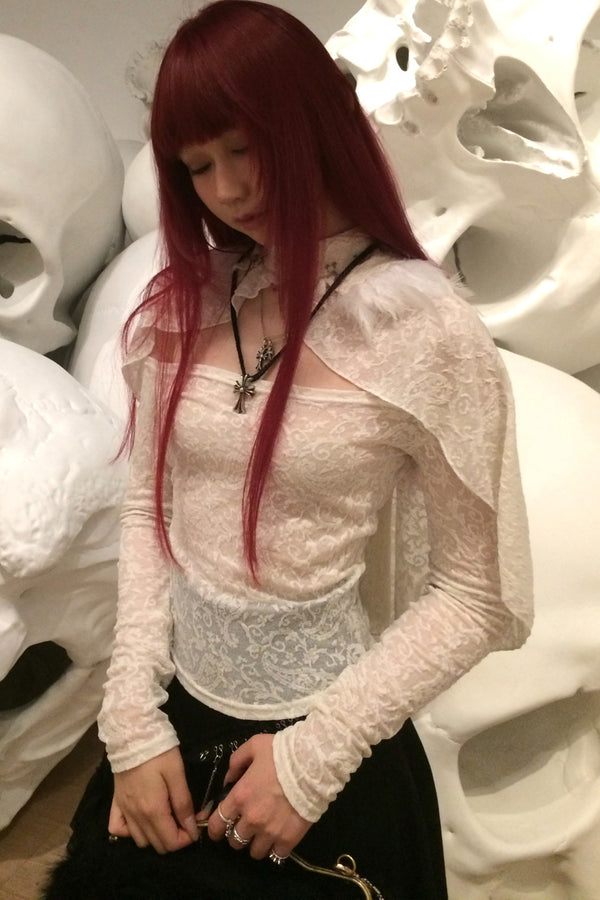 Lace Feather Bolero And Camisole Set-Up