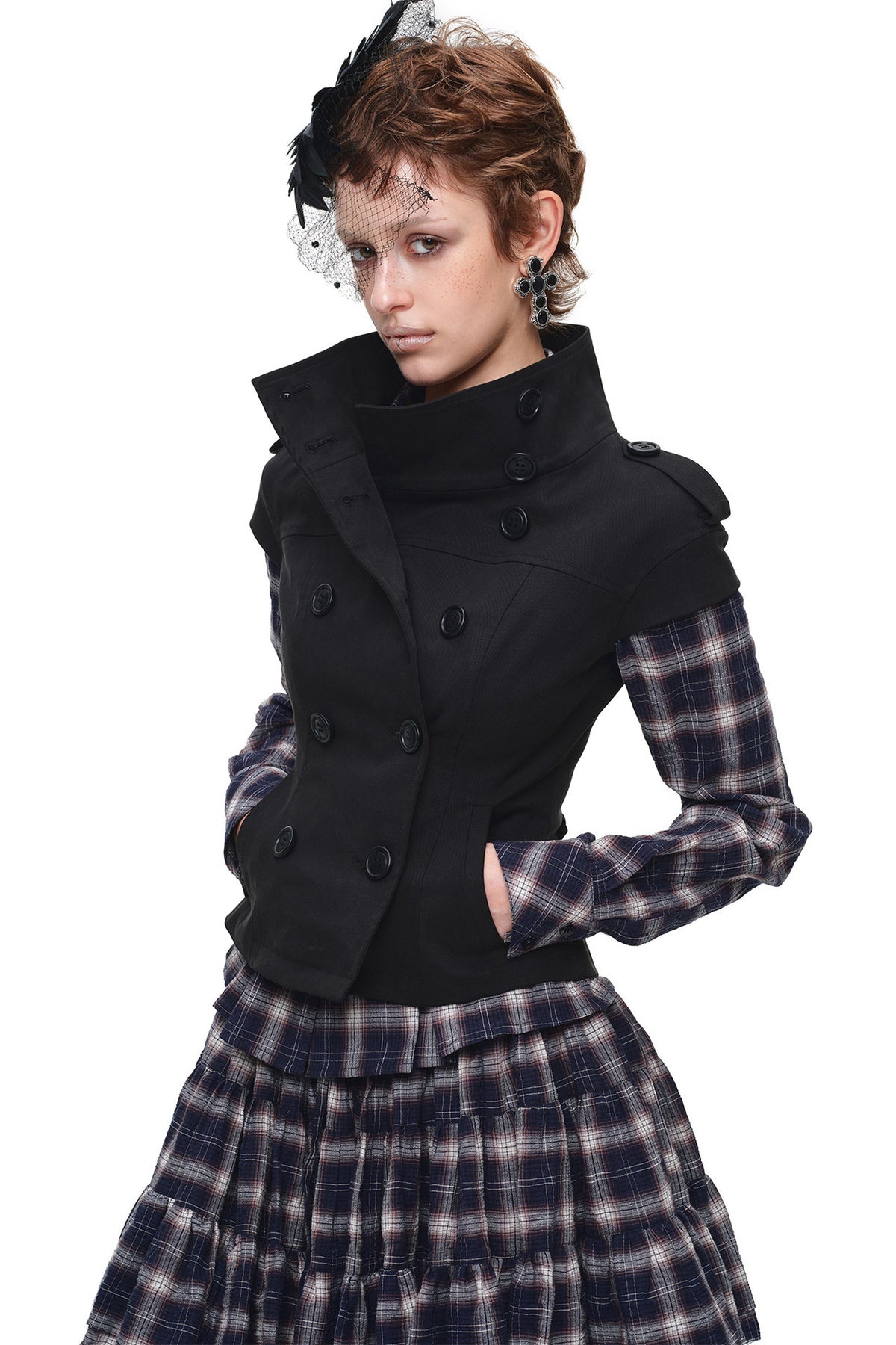 Stand Collar Double-Breasted Jacket