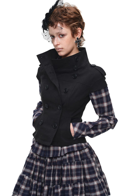 Stand Collar Double-Breasted Jacket