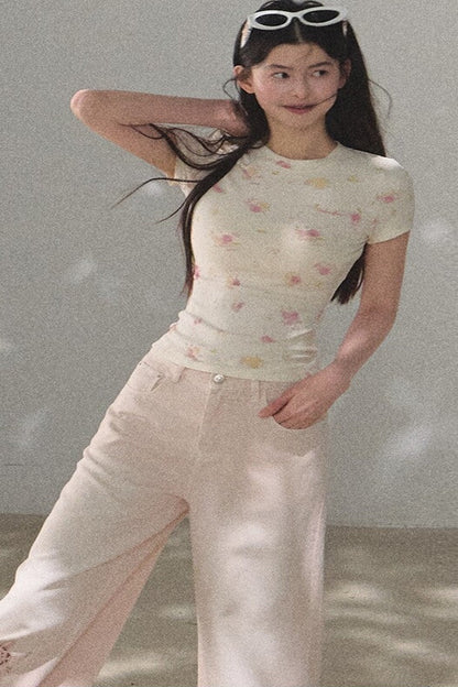 Printed Short Sleeve Top