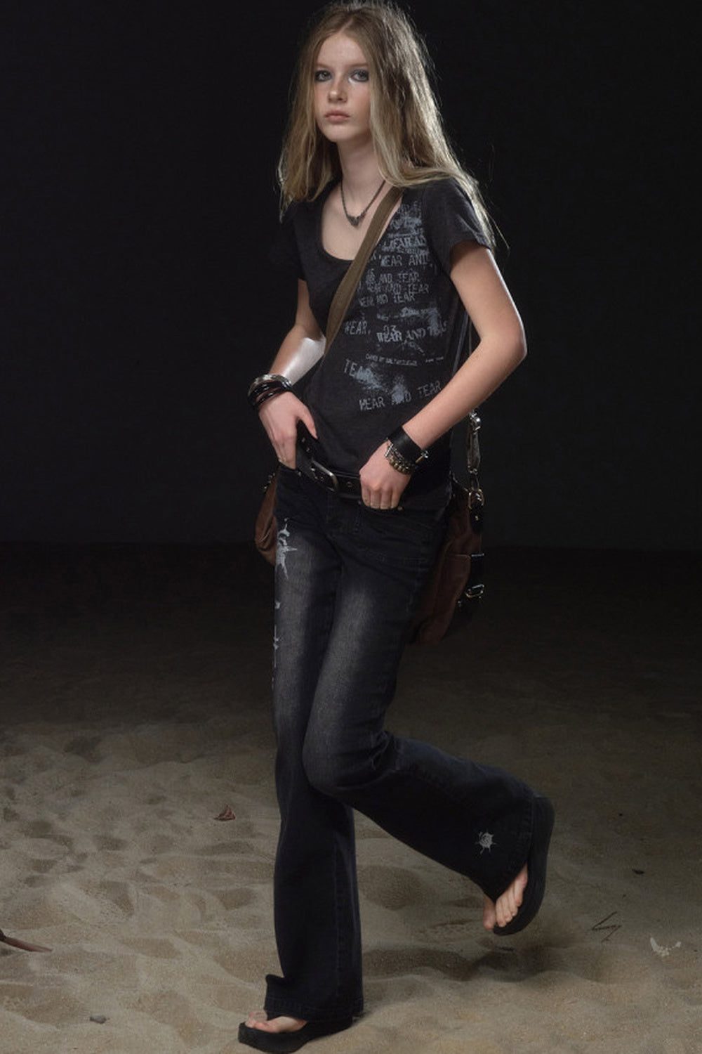 Irregular Distressed Print T-shirt