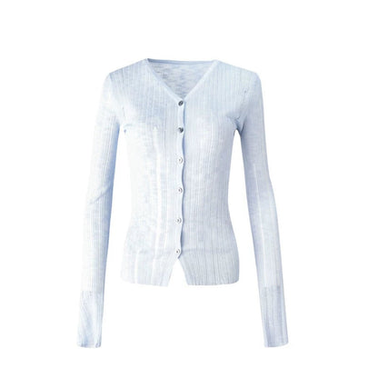 Cardigan en maille noir rayé à découpes