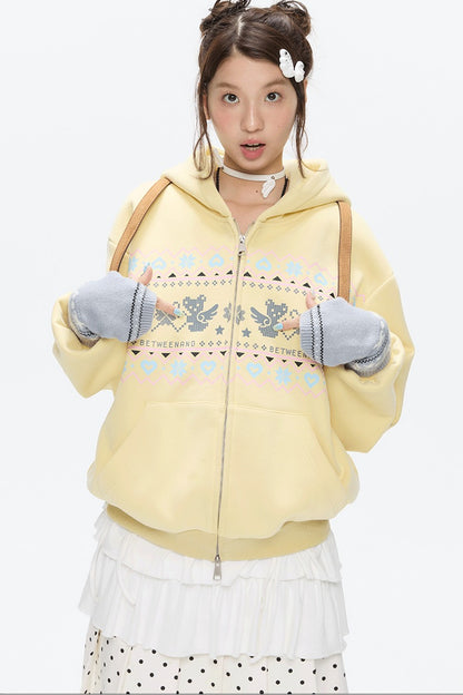 Yellow Bear Fair Isle Hoodie