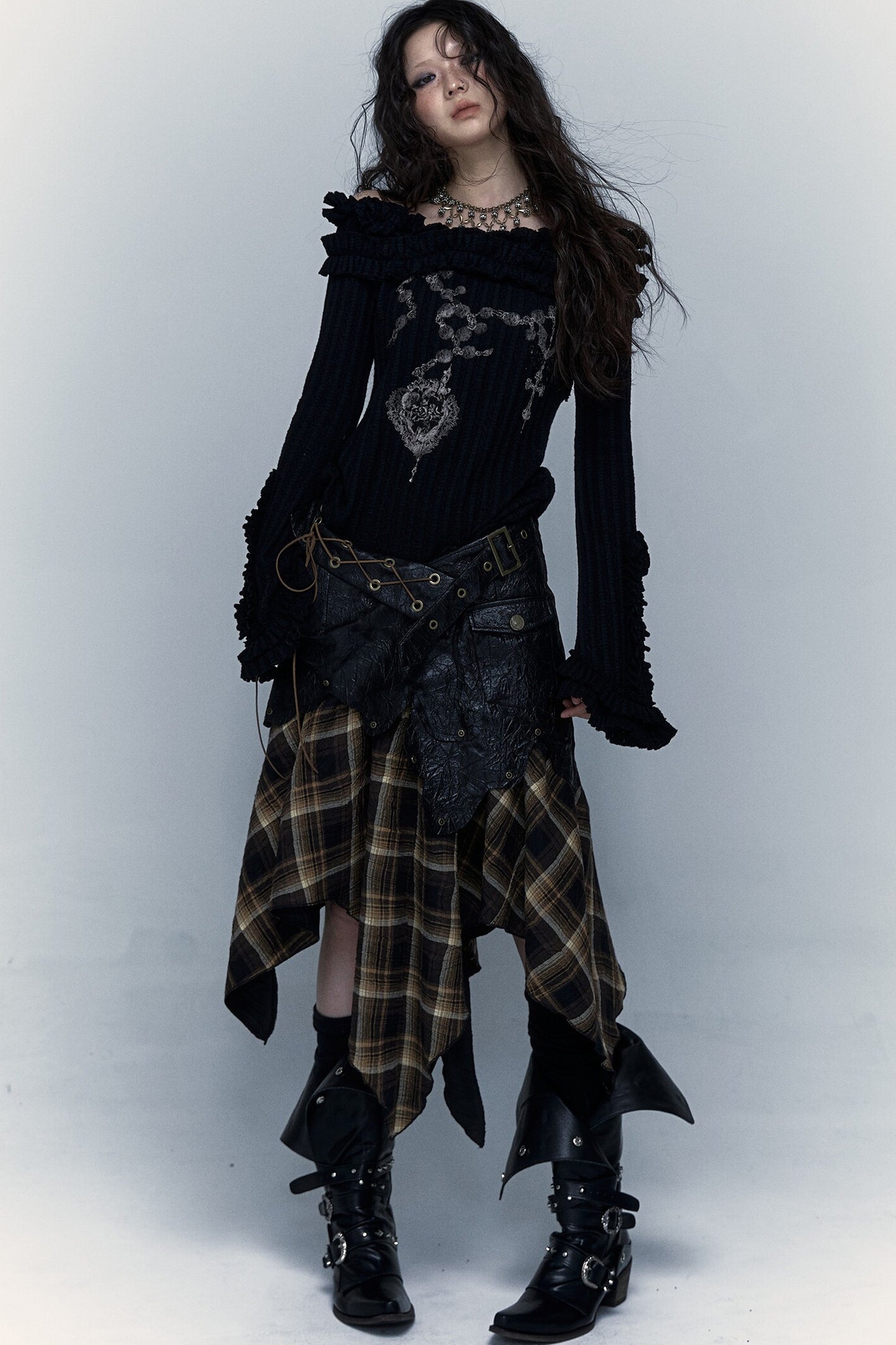 Dark Punk Patchwork Skirt