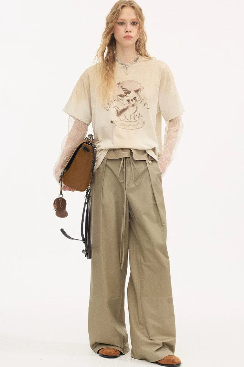 Vintage Distressed Layered Beige Tee