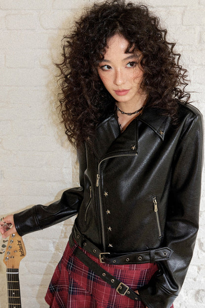 Star-Studded Leather Jacket