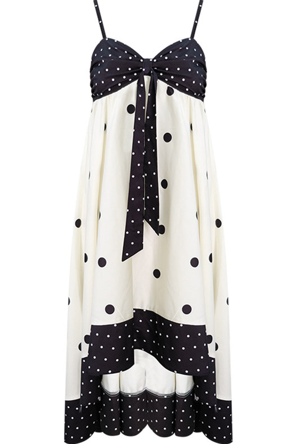 Black White Polka Dot Bow Suspender Dress