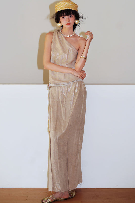 Exquisite Linen One-Shoulder Dress