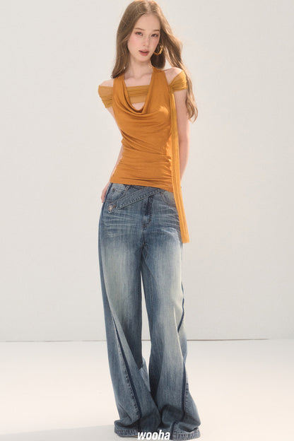 Vintage Washed Gradient Denim Jeans