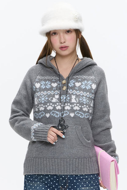 Fair Isle Knit Hoodie