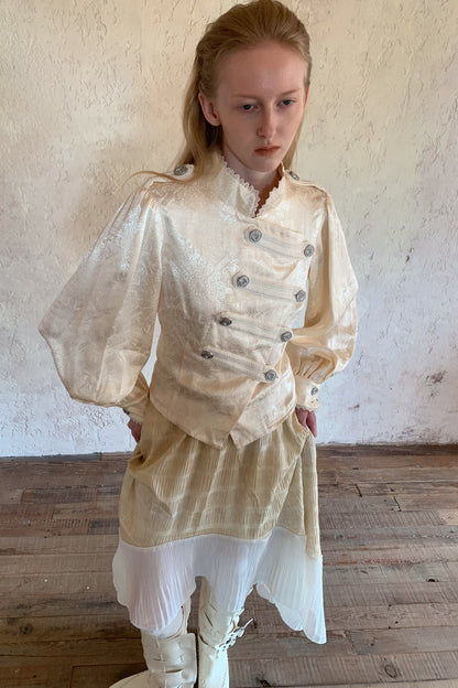 Beige Lace Stand Collar Jacket