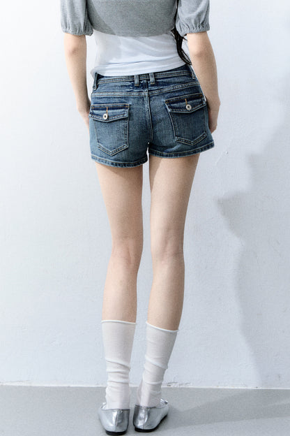 Retro Denim Straight-Leg Shorts