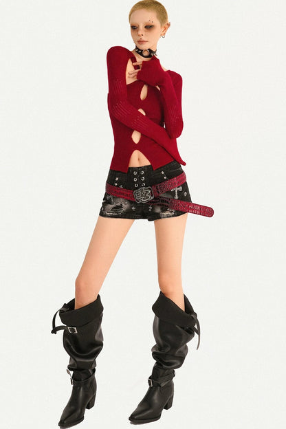 Twisted Hollow Knit Sweater