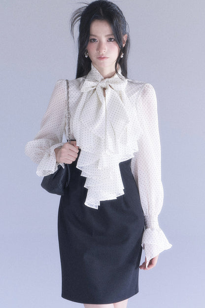 Polka High-Waisted Fishtail Dress