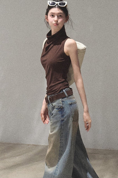 Vintage Hand-Painted Wide Leg Jeans Set