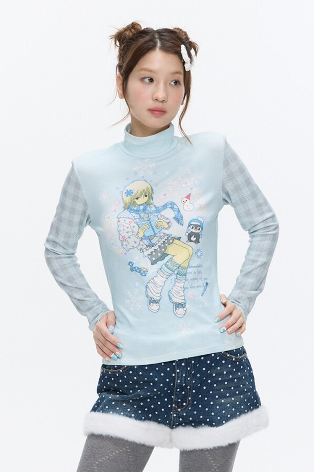Octopus Grass Half-Turtleneck Top