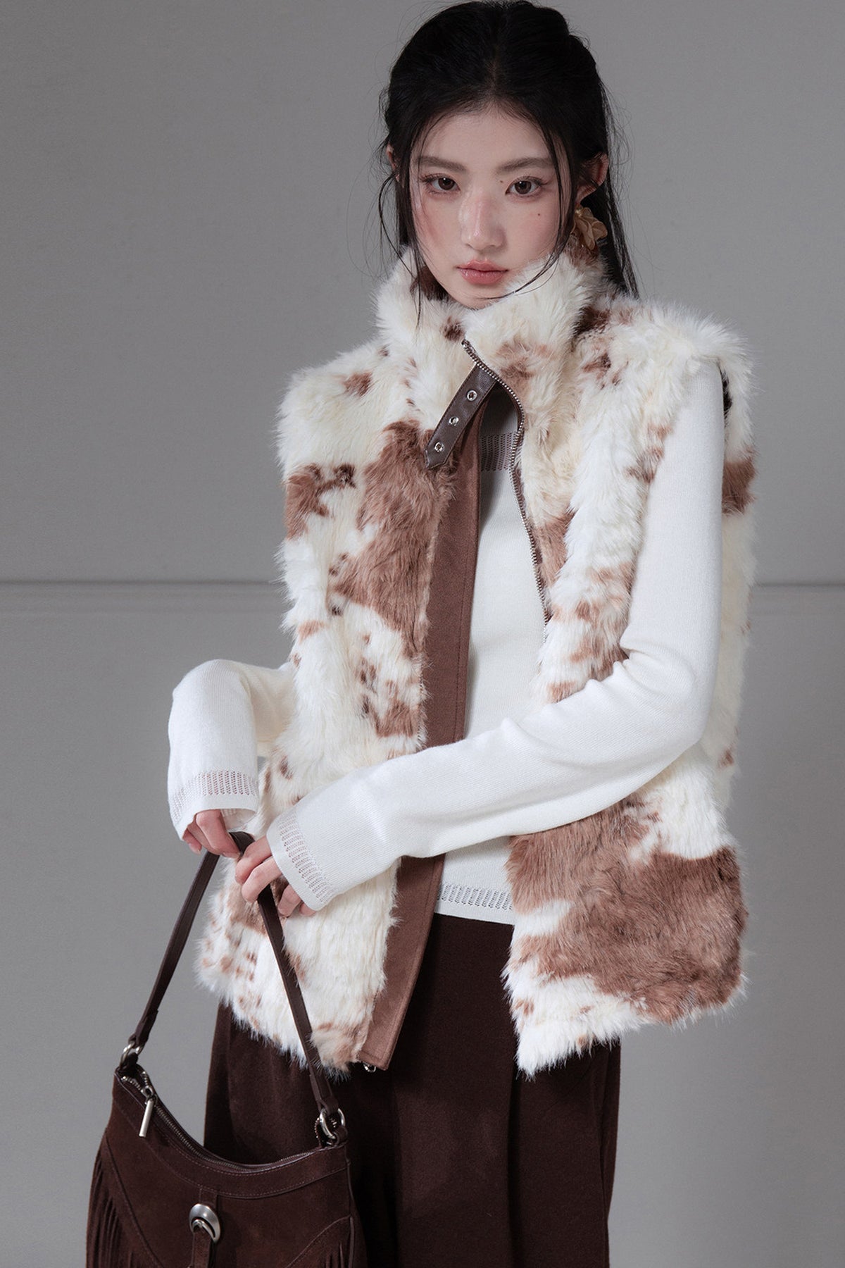 Reversible Little Cow Suede Drawstring Vest