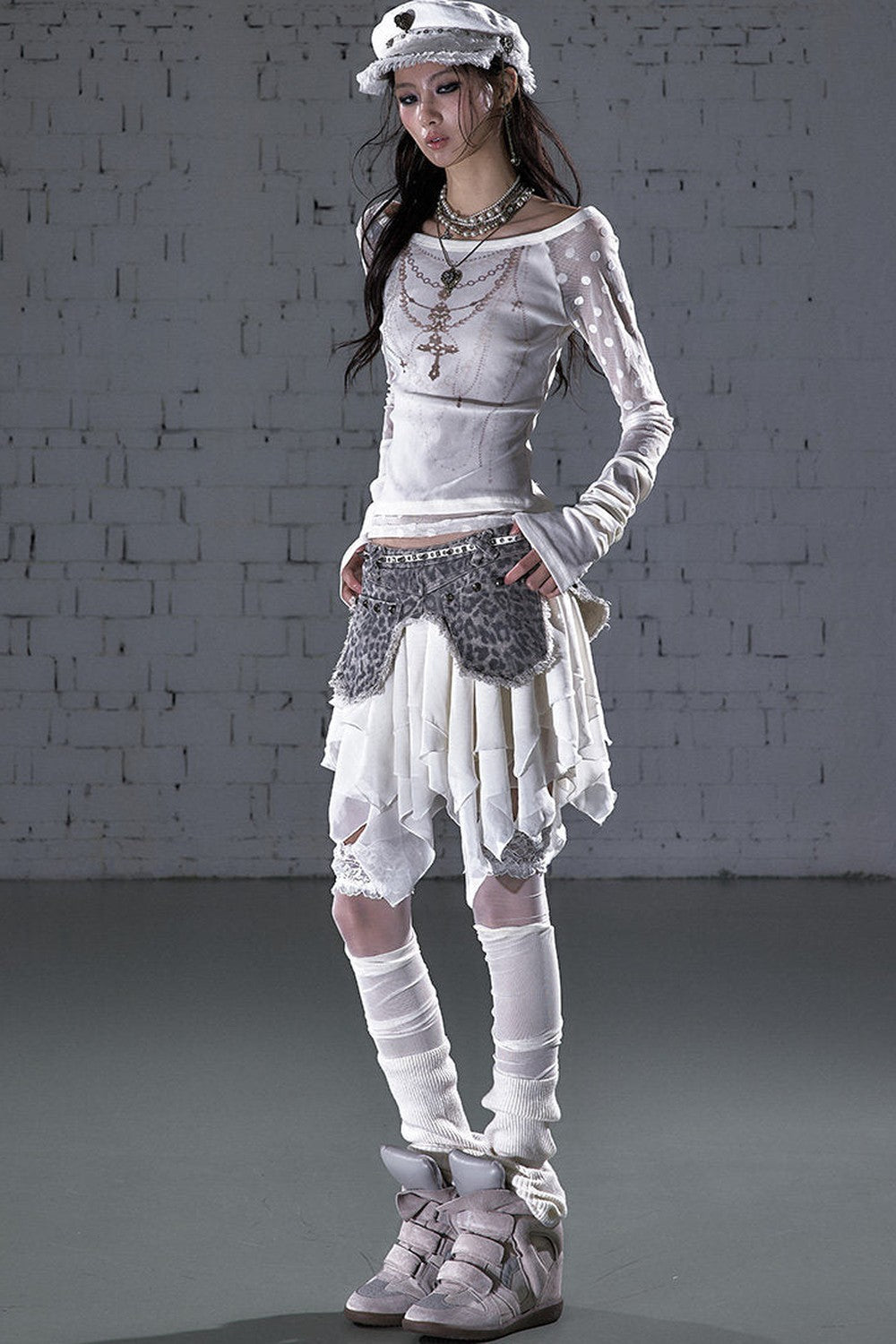 Baroque Flocked Wing Embroidered Blouse