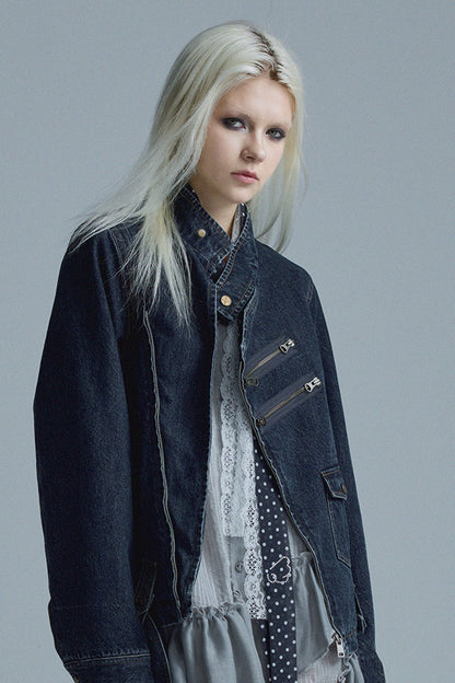 Distressed Chain Denim Jacket