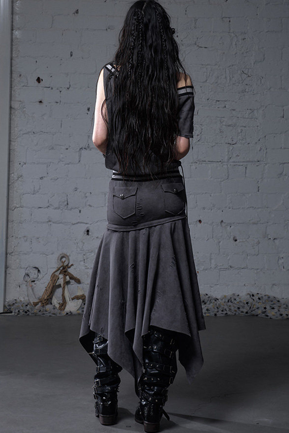 Distressed Punk Sleeveless Dress