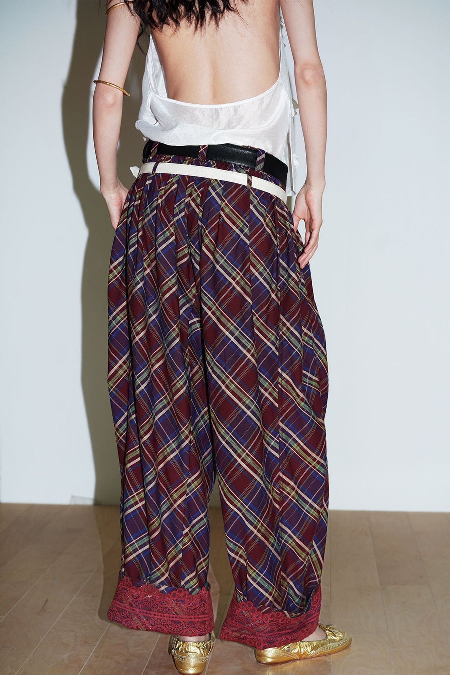 Retro Plaid Cotton Pants